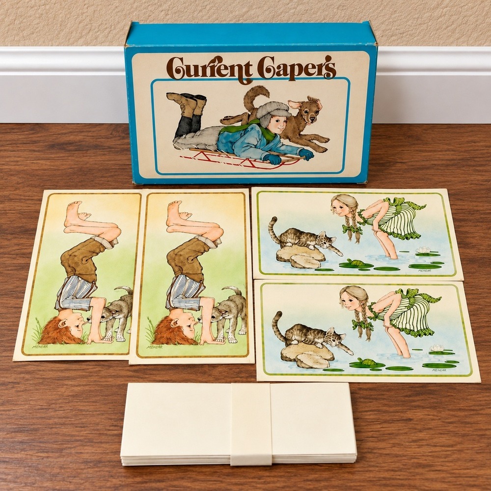 Current Capers Note Cards Vintage 70s L K Powell Animals Stationery Set 4